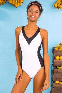 Thumbnail for Splice Two Tone Wide Strap Crossback One Piece Swimsuit