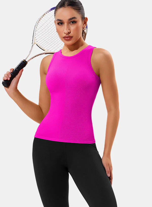 High Neck Seamless Ribbed Tank Top
