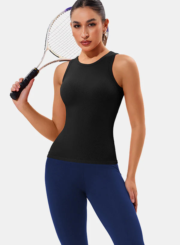 High Neck Seamless Ribbed Tank Top