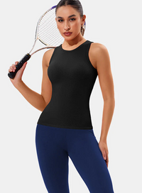 Thumbnail for High Neck Seamless Ribbed Tank Top