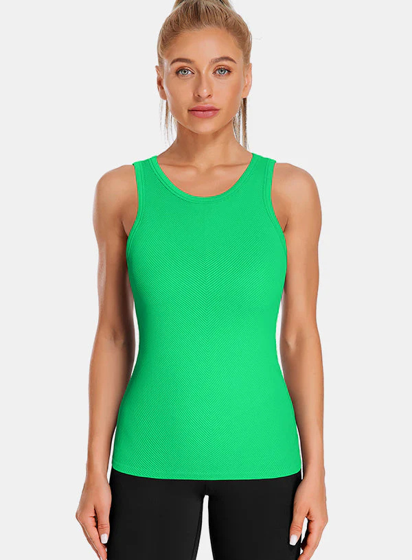 High Neck Seamless Ribbed Tank Top