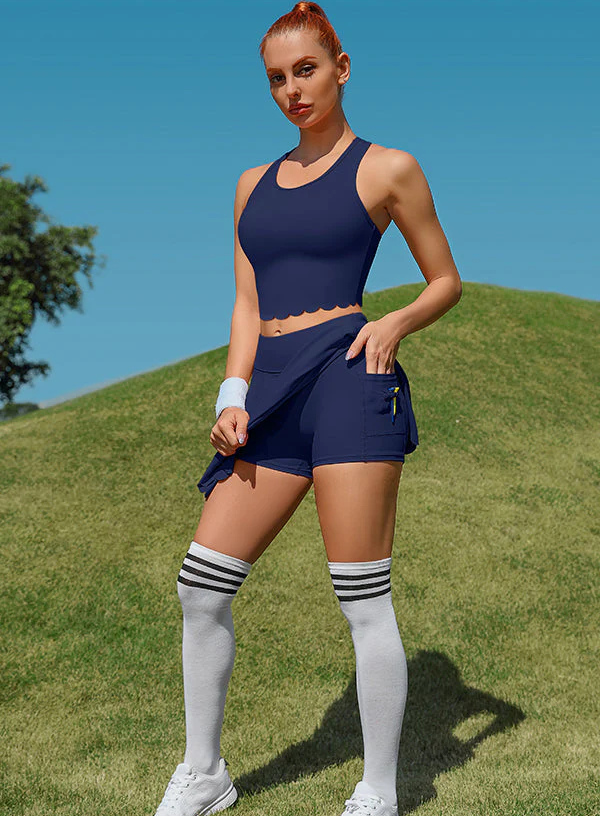 Women's Athletic Tennis Dress – High-Waisted Workout Dress with Built-In Bra