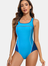 Thumbnail for One-Piece Sports Swimsuit Blue