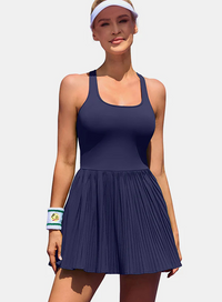 Thumbnail for Women's Pleated Tennis & Golf Dress – Navy