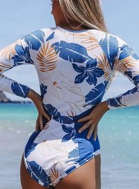 Thumbnail for Women's Block Plaid Long Sleeve One-Piece Blue