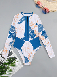 Thumbnail for Women's Block Plaid Long Sleeve One-Piece Blue