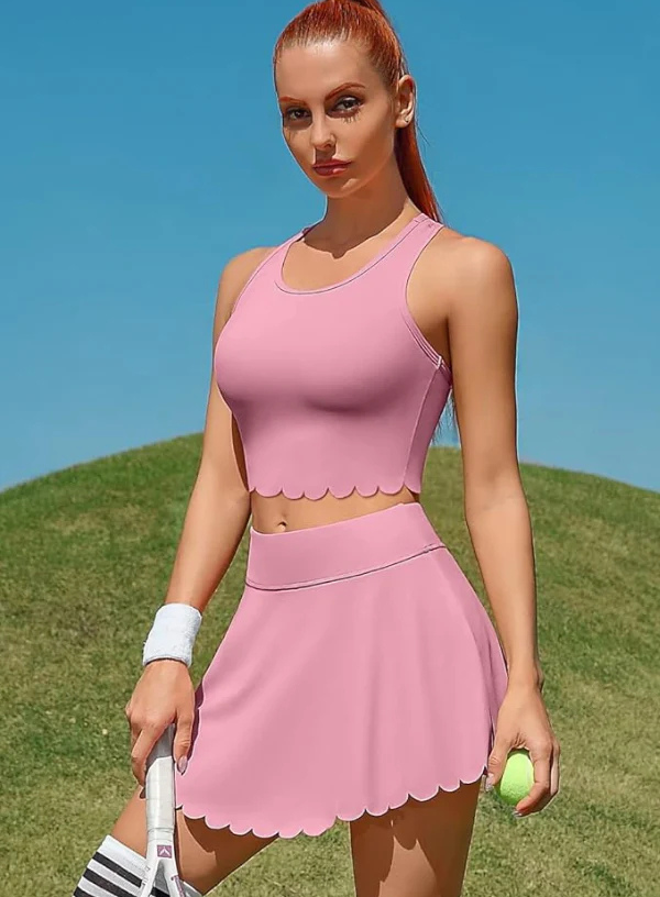 Women's Athletic Tennis Dress – High-Waisted Workout Dress with Built-In Bra