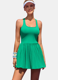 Thumbnail for Women's Pleated Tennis & Golf Dress – Green