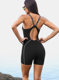 Thumbnail for Boyleg Black One-Piece Swimsuit