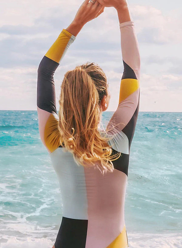 Striped Zip-Front Rash Guard
