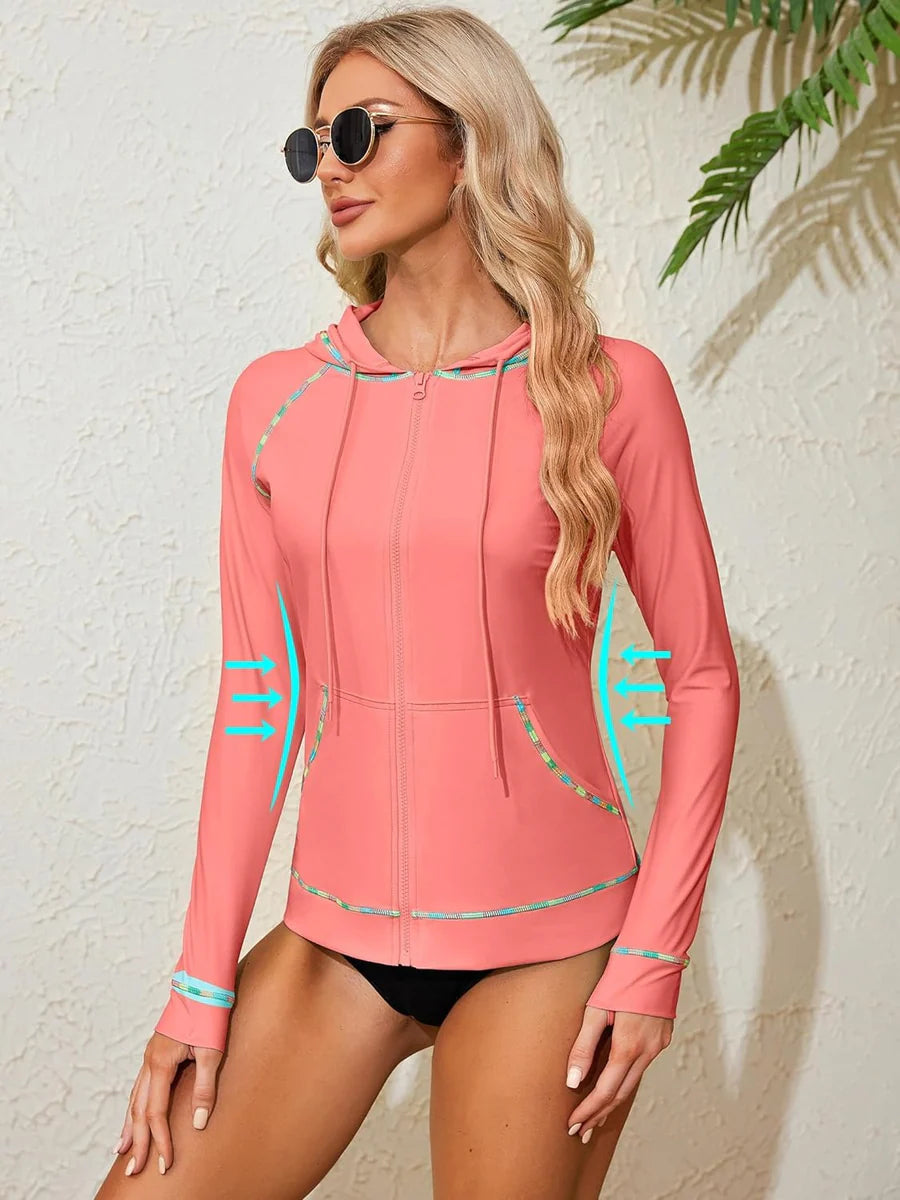 Pastel Breeze Hooded Long Sleeve Rash Guard