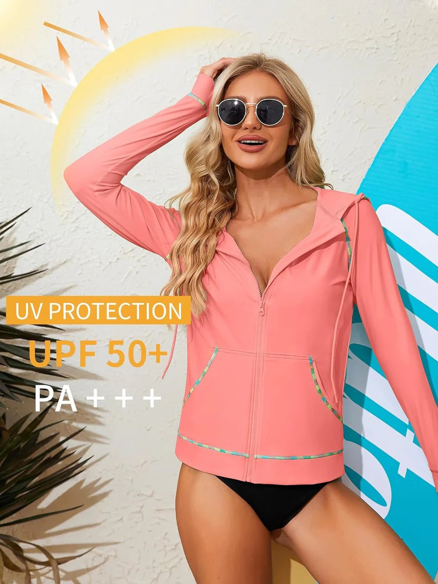 Pastel Breeze Hooded Long Sleeve Rash Guard