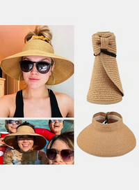 Thumbnail for Women’s Roll Up Foldable Wide Brim Sun Visor Straw Hat