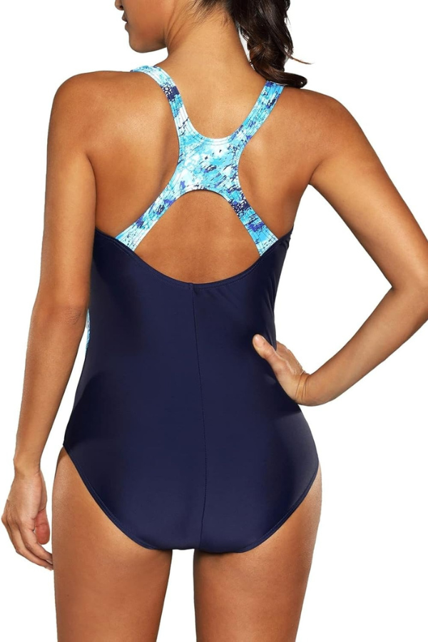 ShapeFlow Women’s Tummy Control One-Piece Swimsuit – Athletic Fit & Supportive Racerback