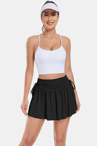 Thumbnail for Black High-Rise Adjustable Drawstring Active Skirt