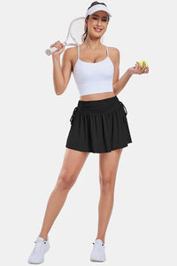 Thumbnail for Black High-Rise Adjustable Drawstring Active Skirt
