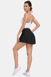 Thumbnail for Black High-Rise Adjustable Drawstring Active Skirt