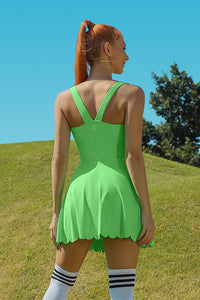 Thumbnail for Green Racerback Athletic Tennis Dress