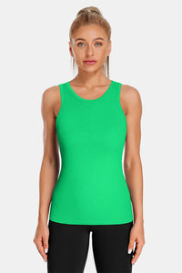 Thumbnail for Green High Neck Full Back Seamless Tight Fit Ribbed