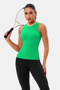 Thumbnail for Green High Neck Full Back Seamless Tight Fit Ribbed