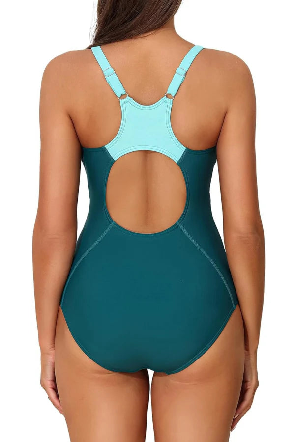 AquaShape Women’s Tummy Control One-Piece Swimsuit – Racerback Athletic Swimwear