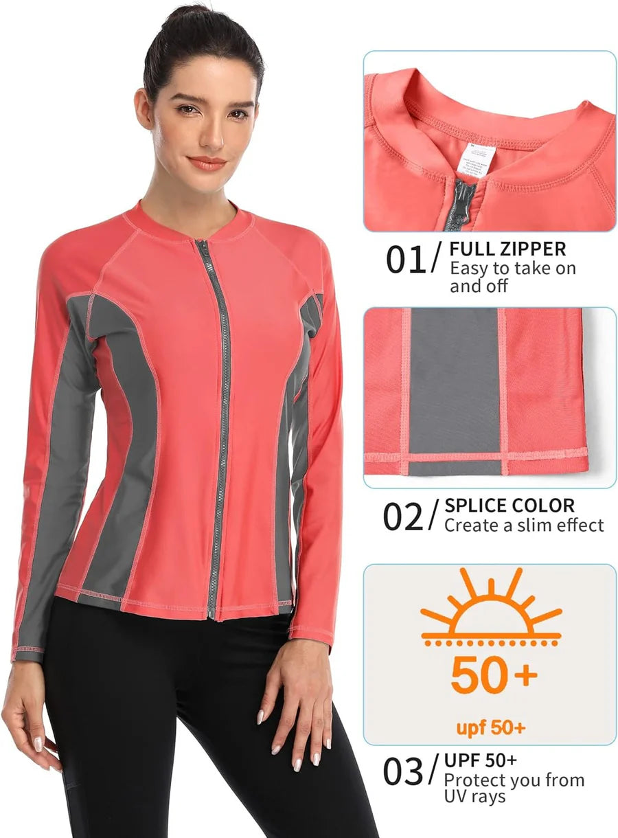 Ash Powder Colorblock Long Sleeve Rash Guard