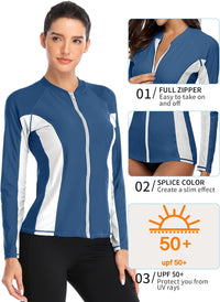 Thumbnail for Blue & White Colorblock Long Sleeve Rash Guard