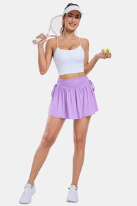 Thumbnail for Purple High-Rise Adjustable Drawstring Active Skirt