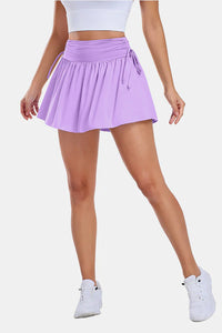 Thumbnail for Purple High-Rise Adjustable Drawstring Active Skirt