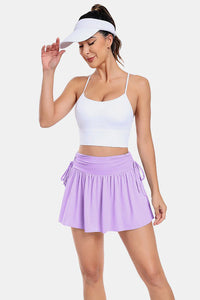 Thumbnail for Purple High-Rise Adjustable Drawstring Active Skirt