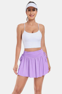 Thumbnail for Purple High-Rise Adjustable Drawstring Active Skirt