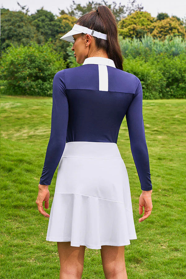 White Knee-Length Ruffle Hem Athletic Skirt