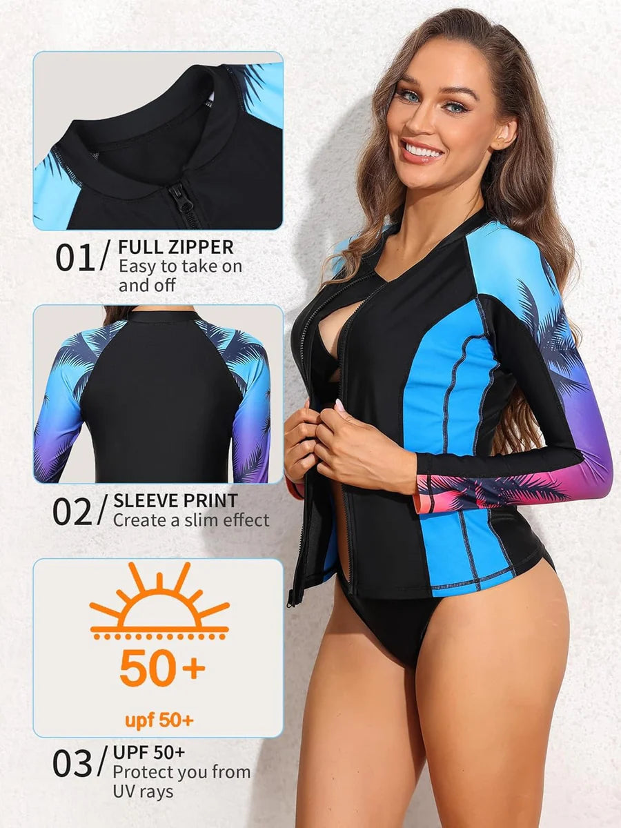 Blue Gradient Long Sleeve Rash Guard