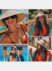 Thumbnail for Women’s Roll Up Foldable Wide Brim Sun Visor Straw Hat