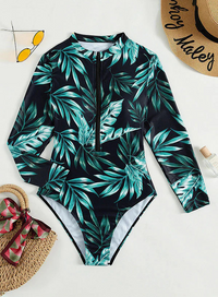 Thumbnail for Plant Print Long Sleeve Rash Guard