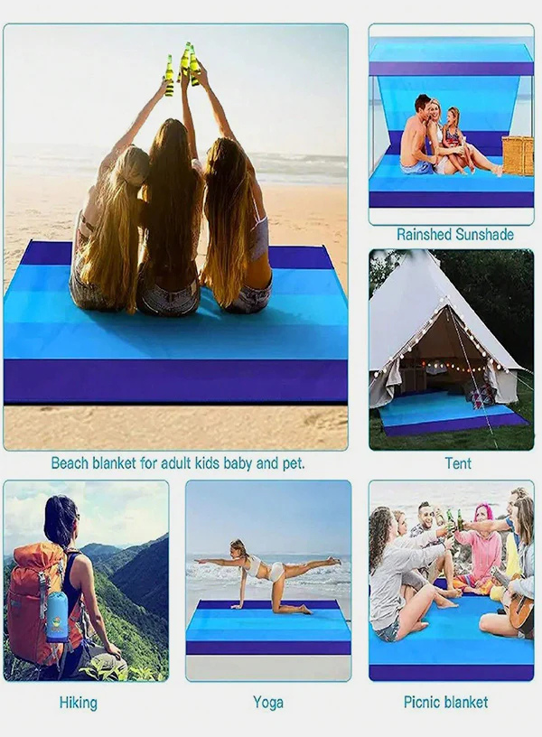 Oversized Waterproof & Sandproof Beach Blanket – Lightweight Picnic Mat for Outdoor Adventures