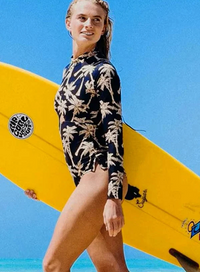 Thumbnail for Palm Plant Print Long Sleeve Surfing Suit