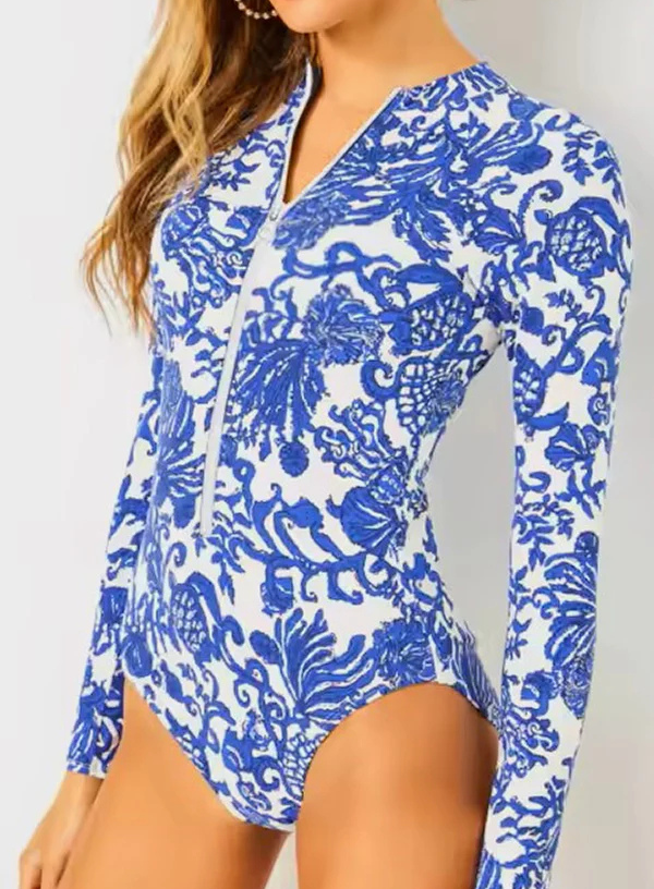 Floral & Tropical Print Boyleg Rash Guard
