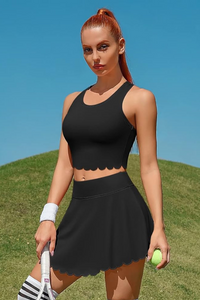 Thumbnail for Women's Black Racerback Tennis Dress