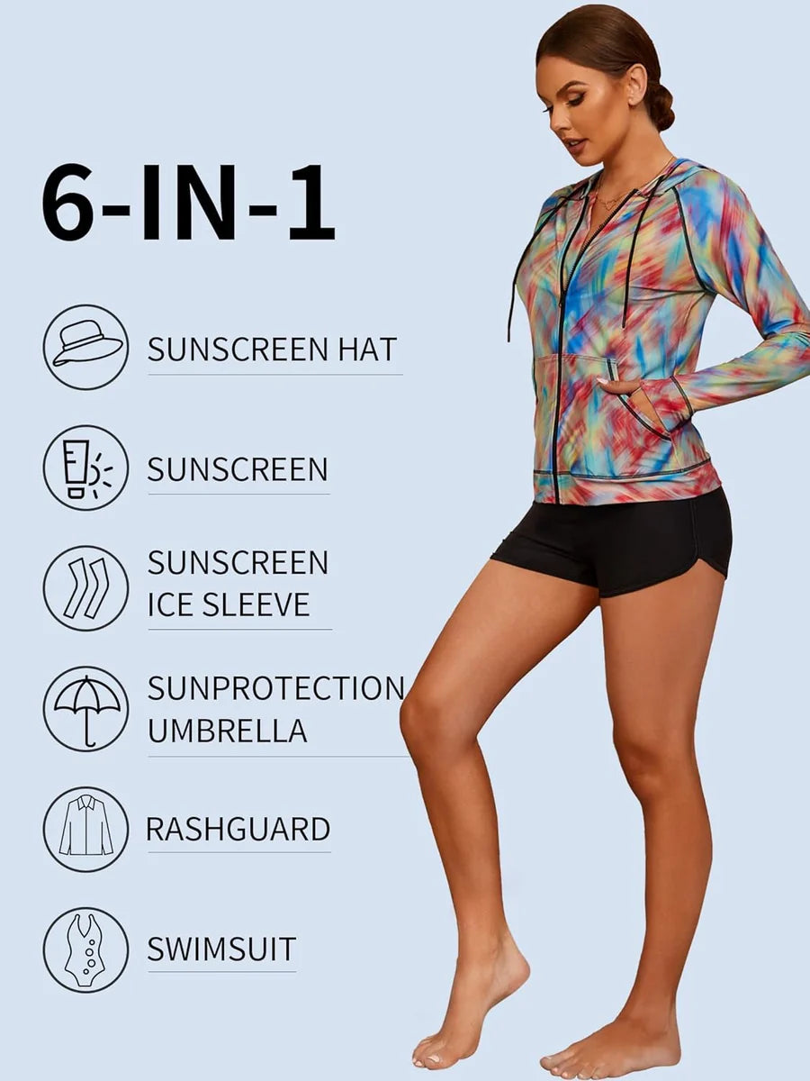 Rainbow Dye Quick-Dry Long Sleeve Rash Guard