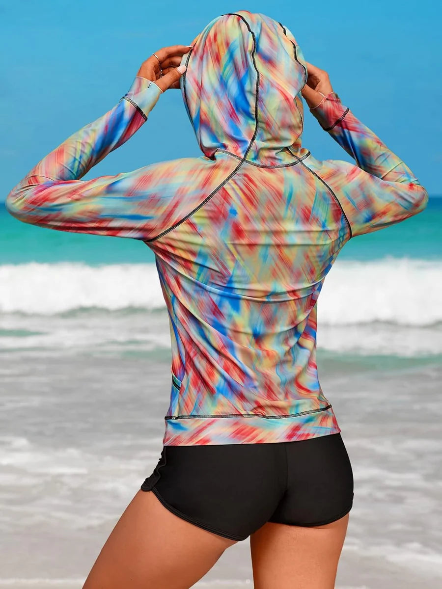 Rainbow Dye Quick-Dry Long Sleeve Rash Guard