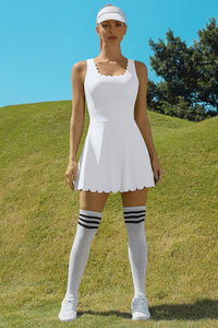 Thumbnail for White Racerback Athletic Tennis Dress