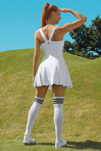 Thumbnail for White Racerback Athletic Tennis Dress