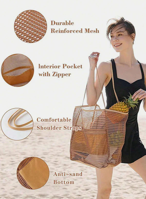 Mesh Beach Tote Bag – Ultimate All-in-One Beach Companion