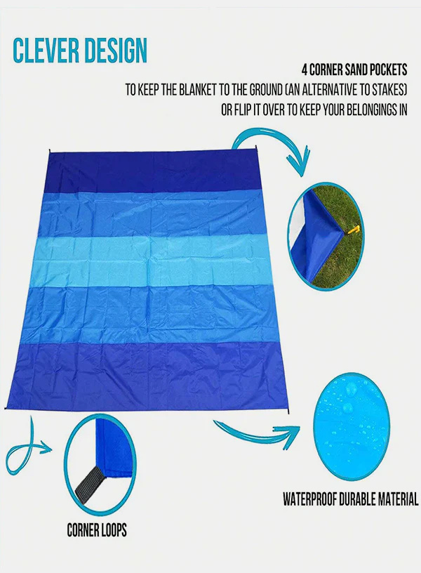 Oversized Waterproof & Sandproof Beach Blanket – Lightweight Picnic Mat for Outdoor Adventures