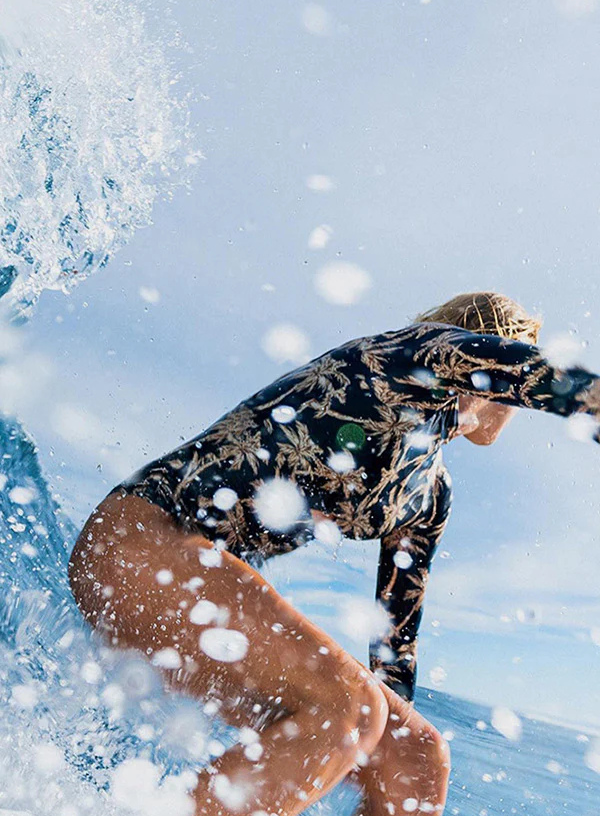 Palm Plant Print Long Sleeve Surfing Suit