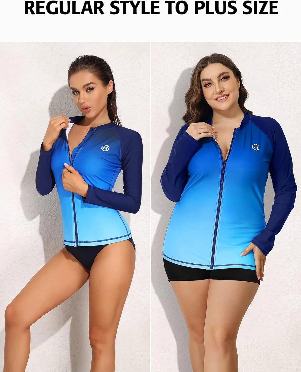 Women's Blue Gradient Zip-Up