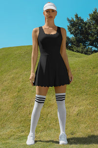 Thumbnail for Black Racerback Athletic Tennis Dress