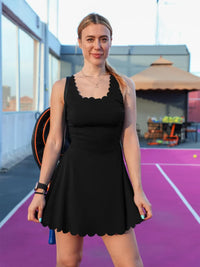 Thumbnail for Black Racerback Athletic Tennis Dress