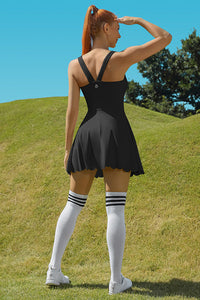 Thumbnail for Black Racerback Athletic Tennis Dress